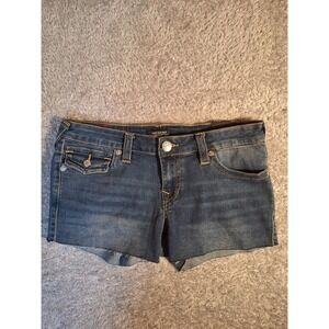 True Religion Joey SN Low Rise Cut-Off Denim Shorts Dark Wash Size 29 NWT 206585